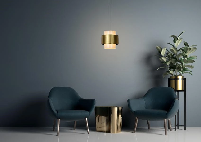 Lucide FIRMIN - Pendant light - Ø 30 cm - 1xE27 - Matt Gold / Brass - ambiance 2